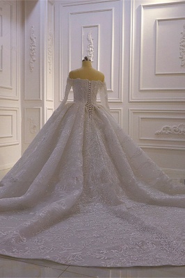 فستان زفاف فاخر بأكمام طويلة دانتيل ثلاثي الأبعاد على شكل قلب_4