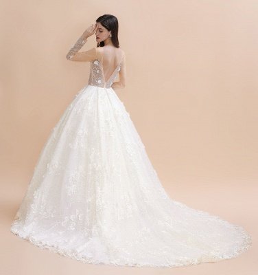 Charming Floral Lace Appliques Hochzeitskleid Wunderschöne weiße Perlen Brautkleid_10
