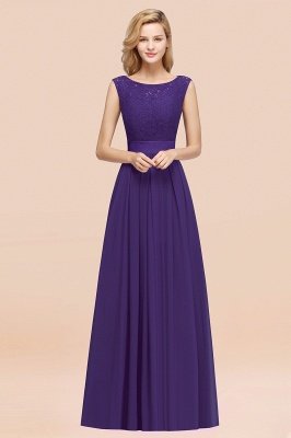 A-line Chiffon Lace Jewel Sleeveless Ruffles Floor-length Bridesmaid Dress_19
