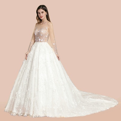 Charming Floral Lace Appliques Hochzeitskleid Wunderschöne weiße Perlen Brautkleid_8
