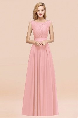 A-line Chiffon Lace Jewel Sleeveless Ruffles Floor-length Bridesmaid Dress_4