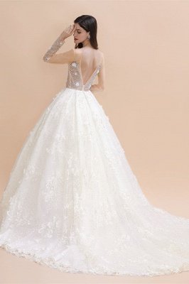 Charming Floral Lace Appliques Hochzeitskleid Wunderschöne weiße Perlen Brautkleid_2
