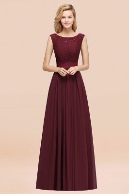 A-line Chiffon Lace Jewel Sleeveless Ruffles Floor-length Bridesmaid Dress_10