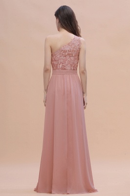 One Shoulder Dusty Pink Floral Pattern Aline Bridesmaid Dress_3