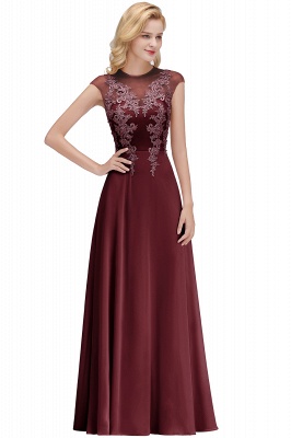 Cap Sleeve Lace Appliques Beads Slim A-line Evening Prom Dress for Women_2