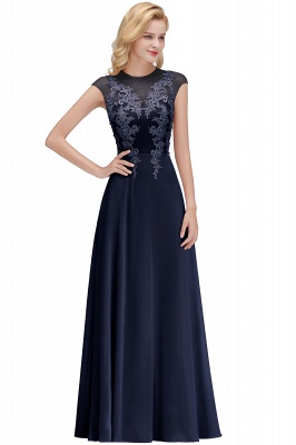 Cap Sleeve Lace Appliques Beads Slim A-line Evening Prom Dress for Women_3