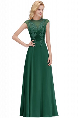 Cap Sleeve Lace Appliques Beads Slim A-line Evening Prom Dress for Women_4