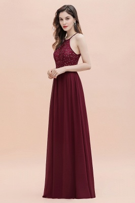 Halter Sequins A-line Evening Dress Chiffon Elegant Party Maxi Dress_12