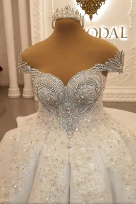 Роскошное бальное платье с блестками и бисером, свадебное платье с экстремальным шлейфом_1
