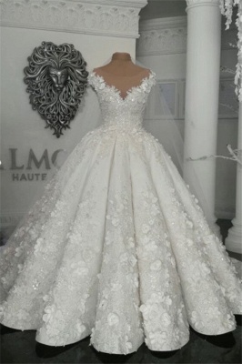 Vestidos de novia de lujo sin mangas de cristal 2021 | Sheer flores de tul vestidos de novia con rebordear BC0708_1