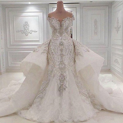 Милое свадебное платье с русалкой и блестками из бисера_2