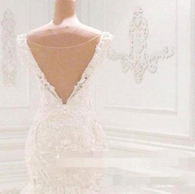 Luxuriöses schulterfreies Meerjungfrau-Brautkleid | 2021 Lace AppliquesBridal Gowns BC0221_3