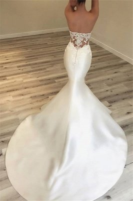 Strapless Appliques Wedding Dresses | Elegant Mermaid Open Back Dresses for Weddings BC0628_3