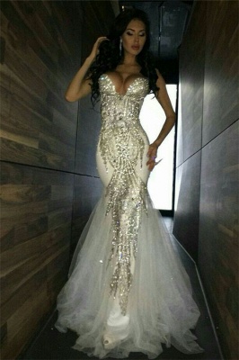 Sweetheart White Mermaid Prom Dresses | Crystal Mermaid Evening Dresses Online BA5446_1