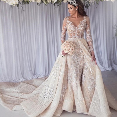Сексуальное свадебное платье с длинными рукавами и кружевами русалка свадебное платье BC1390_2