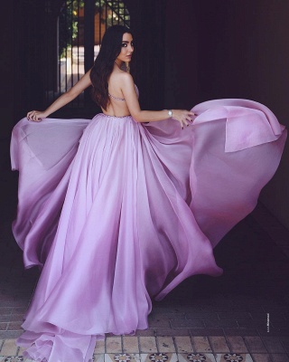 Robes de bal longues violettes robes de bal de longueur de plancher fendues sur le côté en ligne_3