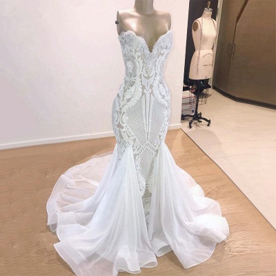 Verschiedene Sweetheart Mermaid White Sommer Brautkleider zum Verkauf_2