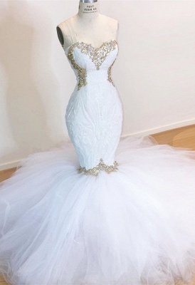 White Lace Mermaid Sweetheart Simple Wedding Dresses for Sale_1