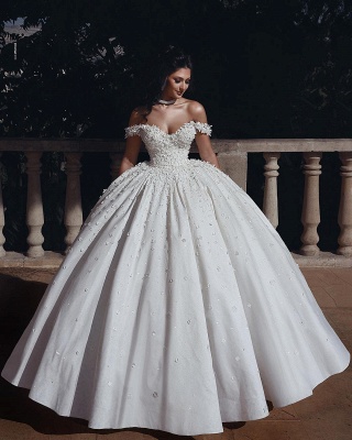 Gorgeous Off-the-shoulder Aline Ball Gown Wedding Dress_3