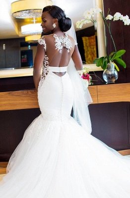 فستان زفاف أبيض رومانسي من كاب كم 2021 | وصول ثوب الزفاف تول جديد_2