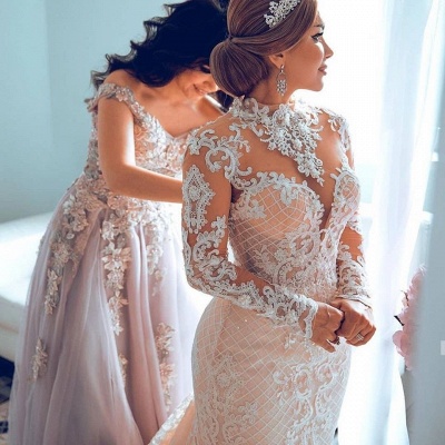 Luxury Sweetheart Lace Tulle Mermaid Spring Wedding Dress_2